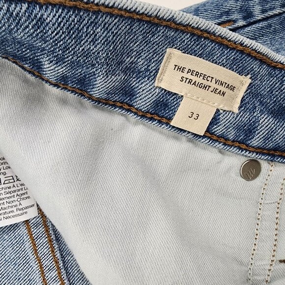 New Madewell The Perfect Vintage Straight Jeans Knee-Rip Edition Women's Size 33 - Picture 9 of 15